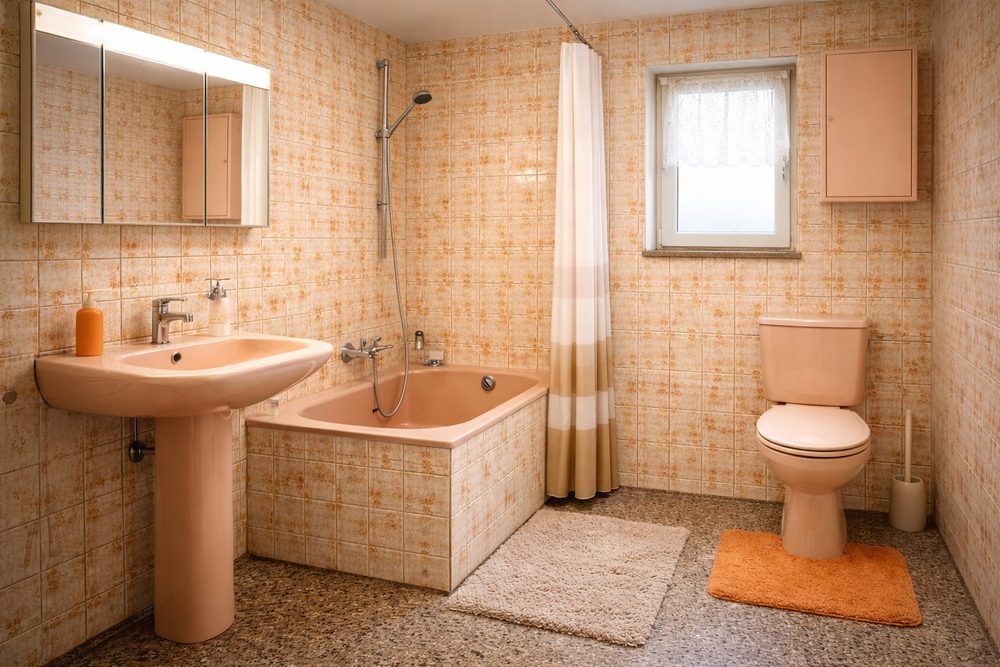 Vorher - Badezimmer (KI-generiertes Beispielbild)